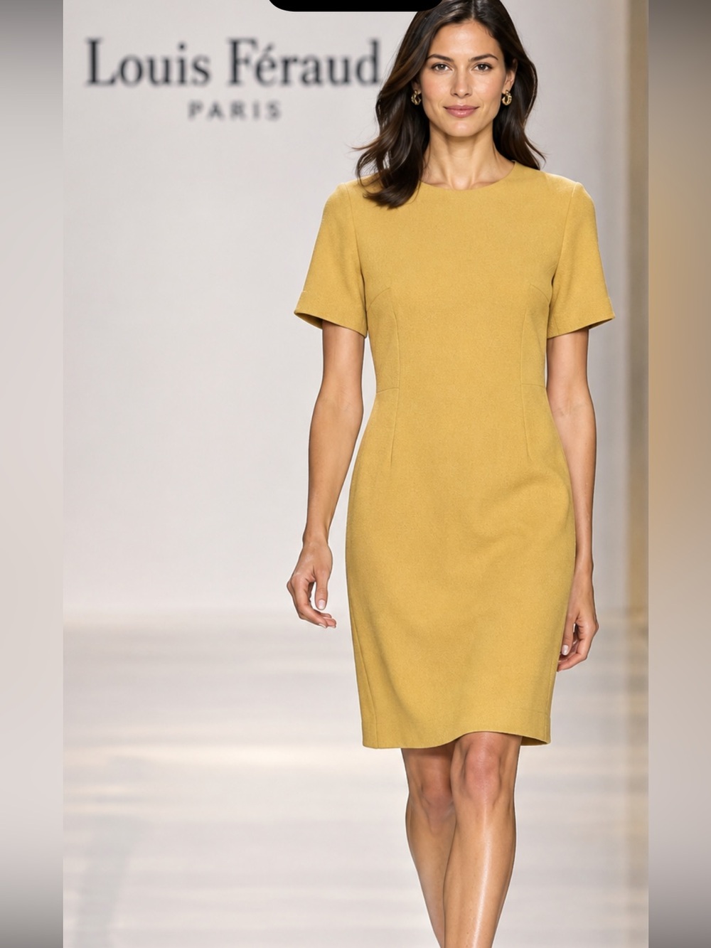Vintage Louis Feraud gold Short Sleeve Sheath Dress size 12